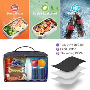 BERTASCHE Lunch Backpack, Laptop Backpack 15.6 inch Work Backpack w/Insulated Cooler Lunch box for Men Women, Casual Daypack for Work Commuter Picnic College,Black - Image 5