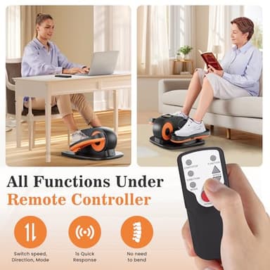 ARTHOOT Under Desk Elliptical Machine, Ellipse Exerciser as Seen on TV for Seniors with Remote Control & 12 Adjustable Speeds, Elliptical Machine for Home (Orange) - Image 3