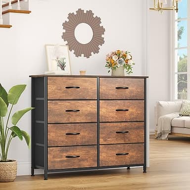 YITAHOME 8 Drawers Fabric Dresser, Furniture Storage Tower Cabinet, Organizer for Bedroom, Living Room, Hallway, Closet, Sturdy Steel Frame, Wooden Top, Easy-to-Pull Fabric Bins - Image 4