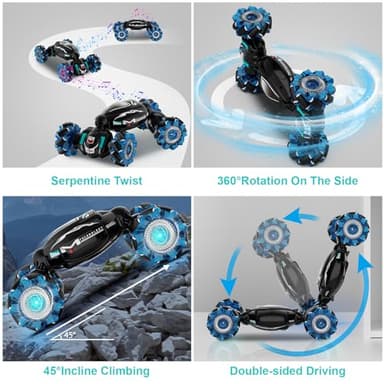 Fosgoit RC Cars, Gesture Sensing Stunt Car Toys for Boys Girls 6-12 Year Old, 2.4Ghz 4WD Hand Remote Control Toy 360° Rotate Transform Off-Road Drift with Lights Music, Birthday Xmas Gifts for Kids - Image 3