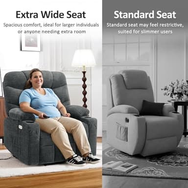 MCombo Oversized Power Lift Recliner Chair with Extended Footrest for Elderly People, Fabric R7289 (Dark Gray, Medium-Oversize) - Image 4