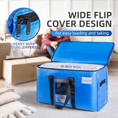 TAILI Extra Large Moving Bags, 8 Pack Blue Heavy Duty Totes For Storage with Visible Window, Wrap Around Handles, Storage Bags for Space Saving, Alternative to Moving Boxes - Image 4
