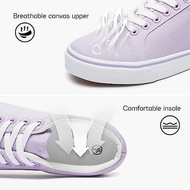 Shupua Canvas Shoes for Women White Canvas Sneakers Womens Casual Shoes Low Top Black Comfortable Tennis Sneakers (Purple.us9) - Image 6