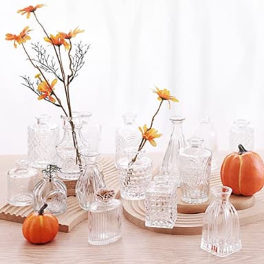 Arme Glass Bud Vase Set of 32 Pcs,Small Glass Vases for Flowers,Clear Bud Vases in Bulk,Vintage Vases for Centerpieces,Small Glass Bud Vase for Rustic Wedding Decorations,Home Table Flower Décor - Image 6