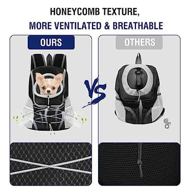 Pawaboo Pet Dog Carrier Backpack, Puppy Dog Travel Front Carrier for Small Medium Dogs Cats, Adjustable Breathable Dog Carrying Backpack with Safety Strips for Hiking, Walking (Black M Up to 10 lbs) - Image 3