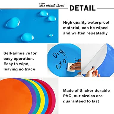 Colorful Dry Erase Dots Circles Whiteboard Marker Removable Stickers Spots Wall Decals for School Classroom Teachers Students Table & Desk, 8 Pack - Image 2