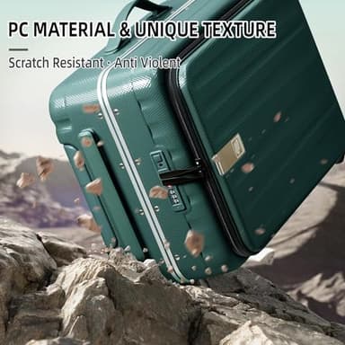 Hanke 20 Inch Carry On Luggage Aluminum Frame Front Opening Rolling Suitcase PC Hard Sided Luggage with Spinner Wheels Travel Luggage for Woman Men Gifts.(Dark Green) - Image 8