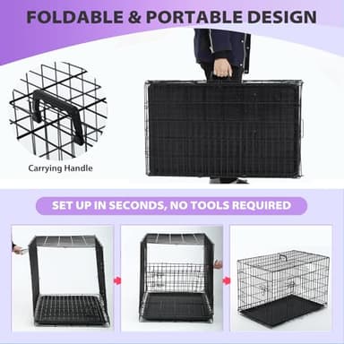 BestPet | Dog Crate | 48" | Black | Foldable Metal Kennel with Double Doors, Secure Slide-Bolt Latches, Leakproof Tray | Portable Dog Cage for Large Breeds | for Travel, Indoor & Outdoor Use - Image 6