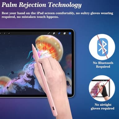 Stylus Pen for iPad Pencil 10th Generation(2018-2025), Fast Charge Apple Pen with Palm Rejection Tilt Sensitivity, Compatible with iPad 6/7/8/9/10", Pro 11"/12.9"/ M4, Air 3/4/5/M2/M3, Mini 5/6 (Pink) - Image 6
