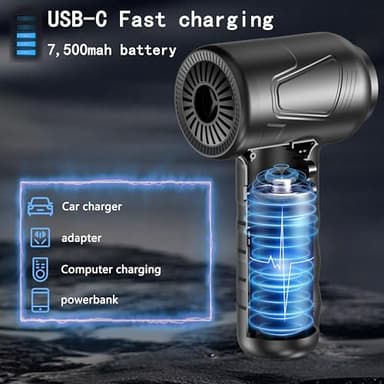Compressed Air Duster-Cordless Air Blower-Electric Air Duster for Cleaning Keyboard PC-Air Cleaning Kit-3 Speed Duster Cleaner with LED-Light-no Canned air dusters-car Dusters - Image 3