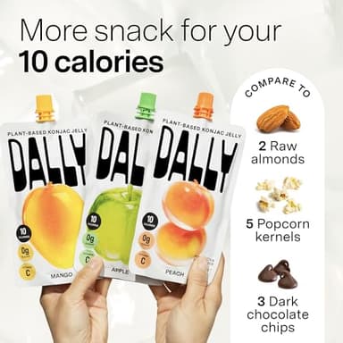 Dally Drinkable Konjac Jelly Variety Pack (10 Pouches) – 10-Calorie, Zero Sugar Korean Fruit Snack – Mango, Peach & Apple Flavors – Prebiotics & Postbiotics for Skin, Immune & Weight Management - Image 4