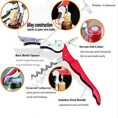 Professional Waiter Corkscrew Wine Openers Set, Heavy Duty Stainless Steel Hinges Wine Key for Restaurant Waiters, Sommelier, Bartenders - Image 4
