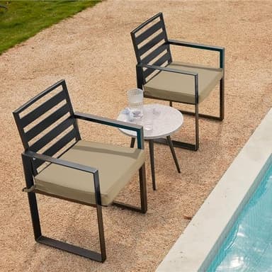 Metliv Patio Chair Cushions 19" x 19" x 3", Waterproof Outdoor Seat Cushions for Patio Furniture, Square Chair Pads with Adjustable Straps for Garden Sofa Couch, Set of 2, Beige - Image 7