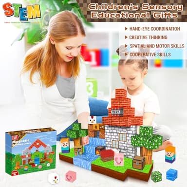 Goody King Magnetic Blocks |100PCS Magnetic Building Cube Game, Constructions Toys for Boys & Girls Age 3-4, 5 6 7 8 9 10, STEM Montessori Stacking Toy, Sensory Tiles Building Birthday for Toddlers - Image 6