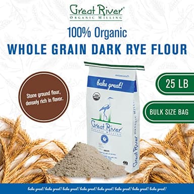Great River Organic Milling Organic Dark Rye Flour | Whole Grain, Non-GMO, Kosher, Unbromated | Earthy Flavor for Rye Bread, Sourdough Starter, Bagels, Crackers & Artisan Baking | 25 Lb - Image 2