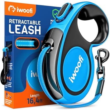 New 2025 Retractable Dog Leash 16,4 ft'-Heavy Duty Retractable Pet Leash with Anti-Slip Soft Grip-Reflective Dog Leashes with Anti-Twist Protection for Small Medium Dogs up to 50 lbs (Blue) - Image 1