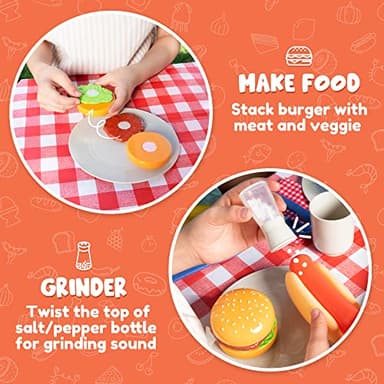 JOYIN 34 PCS Kitchen Toy Set, BBQ Play Grill, Cooking Toy Set, Little Chef Play, Kids Grill Playset Interactive BBQ for Kids with Light & Sound, Birthday Gift for Boys Girls - Image 4