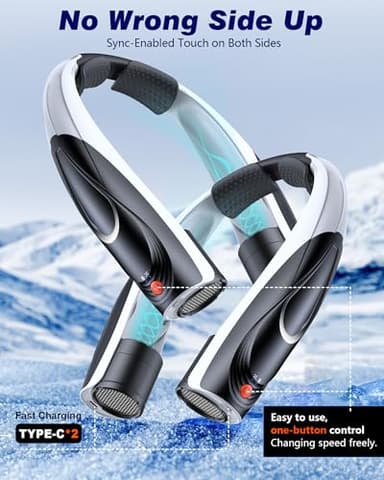Tenvolti Portable Neck Fan- Hands Free Personal Fan, 6 Speeds 6000mAh Long-Lasting Battery Faster Cooling, USB-C Rechargeable, 360° Airflow, Quiet Gifts for Women Men Office Travel Outdoor - Image 7