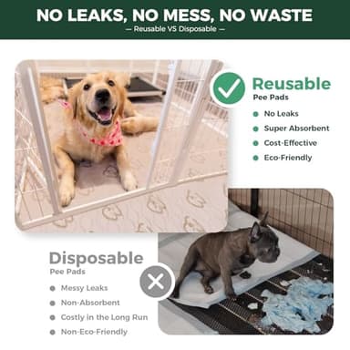 FXW Washable Pee Pads for Dogs, Puppy Pads with Super Absorbent, Specifically Designed for FXW Rollick/Homeplus 32/40/45inch 8 Panels Dog Playpen, 71" Square, Khaki, 1 Pack - Image 4