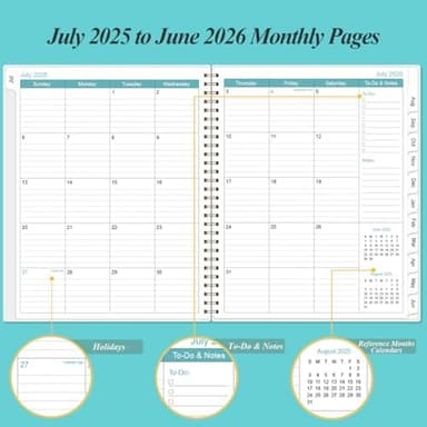 Planner 2025-2026 - 8.5" x 11" Weekly Monthly Planners from July 2025 to June 2026, Acacemic Year Planner with 12 Monthly Tabs, Inner Pocket, Elastic Closure, Pink Flower - Image 5
