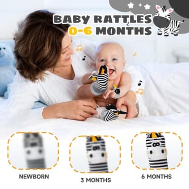 Baby Toys 0-6 Months,High Contrast Baby Toys for Newborn,Black and White Toys,Infant Rattle Socks and Wrist Toy,Newborn Toys 0 3 Months Brain Development,0-6 Months Babies Boy Girl Gift - Image 2