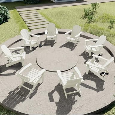SERWALL Adirondack Chair - Folding Adirondack Chairs HIPS Outdoor Chairs Set of 6 Weather Resistant- White - Image 9