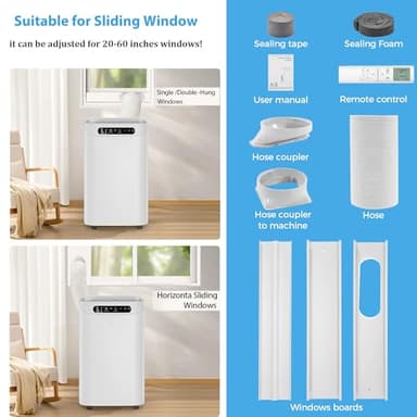 Humhold Portable Air Conditioners 14000Btu with Remote Control, 3-in-1 Free Stand Smart Cooling Portable AC Unit with Dehumidifier, Fan, Cools Room up to 700 sq.ft, Auto Swing,24H Timer, Windows Kit - Image 9