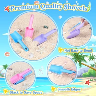 Collapsible Beach Buckets for Kids, Foldable Sand Buckets and Shovels with Mesh Bag, Silicone Sand Pails Travel Beach Toys for Toddlers Easter Egg Hunt, Camping and Fishing Water Pail - Image 5