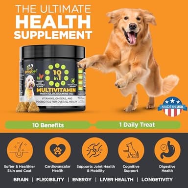Googipet Premium 10 in 1 Dog Vitamins Multivitamin Chewable with Probiotics for Gut Health, Dog Vitamins and Supplements w/Vitamin C & Glucosamine for Joint Support (Chicken & Vegetable Flavor) - Image 3
