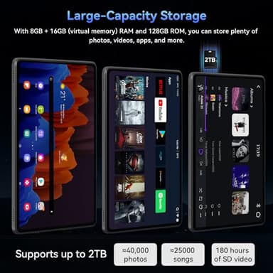 Tablet 2025 World's First Android 16 Tablet with Gemini AI, 11 Inch FHD Display, 24GB RAM 128GB ROM /2TB TF, T7250 CPU+13MP Camera, 8000mAh, Widevine L1, 2 in 1 Tablets with Keyboard Mouse Stylus - Image 4
