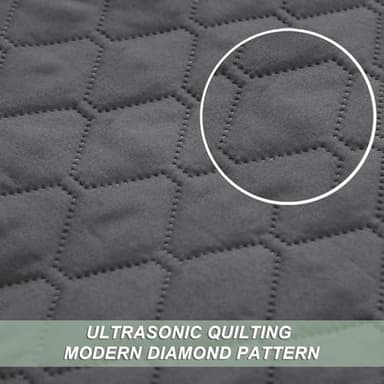 Exclusivo Mezcla Ultrasonic Reversible Full Queen Quilt Bedding Set with Pillow Shams, Lightweight Quilts Queen Size, Soft Bedspreads Bed Coverlets for All Seasons - (Grey, 90"x96") - Image 4