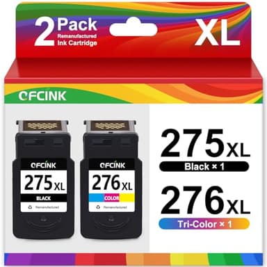 PG-275XL CL-276XL Compatible for Canon 275 and 276 Ink Cartridges PG-275 CL-276 275XL 276XL for Cannon Ink 275 276 for Canon PIXMA TR4700 TR4720 TR4722 TS3500 TS3522 TS3722 Printer - Image 1