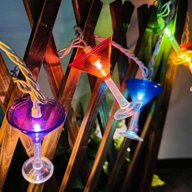 Bokoiuu 8.5FT Bar Decor Cocktai String Lights, Multicolor Cocktail Lights with 14 3D LED Cocktail Lights, Party Cocktail String Lights for Indoor Outdoor Birthday Wedding Decorations, White Wire - Image 4