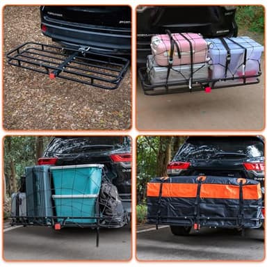 WEIZE Hitch Cargo Carrier for SUV, Truck - 53x19 Inches, 500LB Capacity, with Waterproof Bag, Net, Strap, Tightener, Powder Coated for Durability, Easy Installation, for Camping and Travel - Image 7