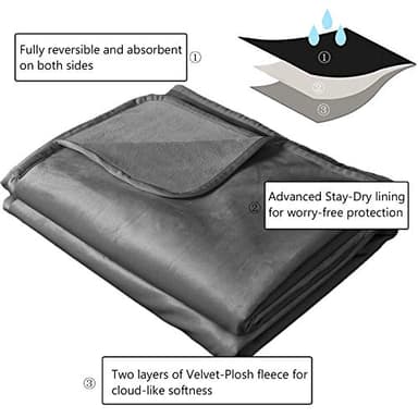 Ameritex Pet Bed Blanket Reversible 100% Waterproof Velvet Super Soft for Sofa and Bed (68x82 Inches, Light Grey+Grey) - Image 6