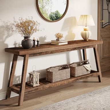 Tribesigns 70.86-Inch Console Table for Entyrway, Farmhouse 2-Tier Entry Entrance Table, Narrow Long Sofa Table Behind Couch, Rustic Brown - Image 1