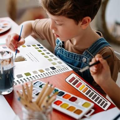 Watercolor Workbook,Beginner-Friendly Animals Watercolor Workbooks,Foldable Set,12 Colors W atercolor Paint Set with Paint Brush(Animals) - Image 4