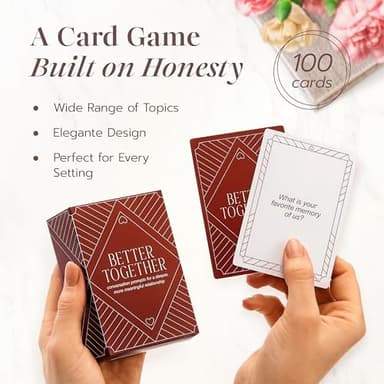 BETTER TOGETHER Honest Conversation Starter Game - 100 Romantic & Deep Questions for Couples - Relationship Card Game for Date Night & Valentines Day (17+) - Image 5