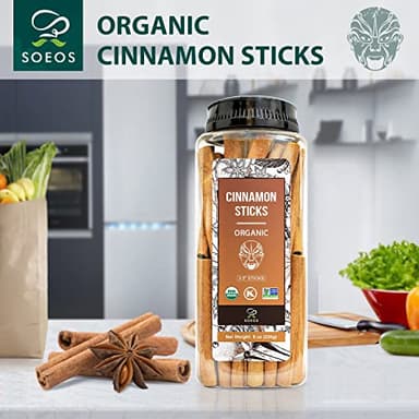 Soeos Organic Cinnamon Sticks, 8 oz (226g), 3.5" Length, 100% Raw, Non-GMO, Kosher Certified, Whole Cinnamon Sticks Seasoning Spice for Coffee, Baking, Cooking and Beverages - Image 3