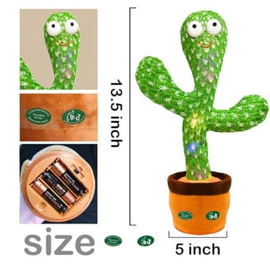Hunfur Dancing Mimicking Talking Cactus Toy,Funny Gift for Toddler 1 2 3 Year Old Boy Girl,Singing Record Repeat What You Say Light Up Baby Infant Toys 6-12 12-18 Months (Volume Adjustment) - Image 8