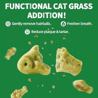Just Try 13.4 OZ Cat Treats for Indoor Cats Hairball Control Natural Salmon Healthy Cat Grass Treats Kitten Snacks Training Biscuits Catnip for Cats Dental Care - Image 2