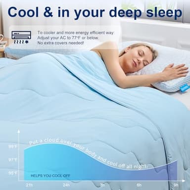 QUTOOL® Cooling Blankets for Hot Sleepers Summer Comforter for Night Sweats King Size, Double-Sided Cold Blanket Q-Max>0.4 Tech, All-Season Bedding Lightweight Breathable Comforter Blue 104"x90" - Image 4