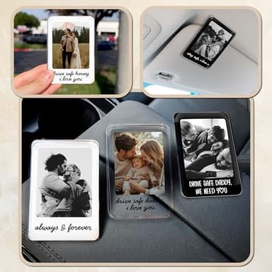 Personalized Car Visor Photo Clip – Custom Acrylic Picture Holder with Text, Gift for Dad, Mom, Husband, Wife, or Girlfriend – Drive Safe Car Accessory for Birthday & Christmas - Image 7