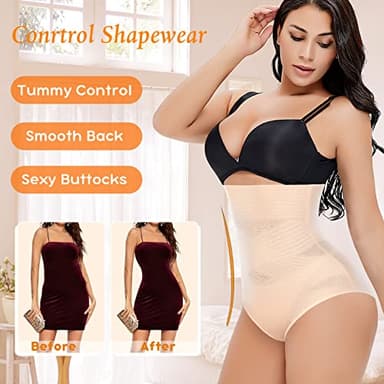 Werena Tummy Control Shapewear Panties for Women High Waisted Body Shaper Slimming Shapewear Underwear Girdle Panty(Beige-smooth Fabric,Medium) - Image 5