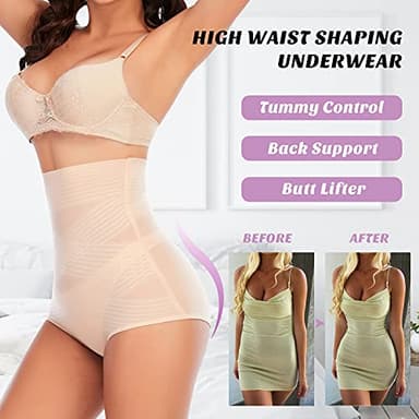 Women Tummy Control Shapewear Panties Shaping Underwear High Waist Body Shaper(#14 High-waist Slimming Beige, Large) - Image 2