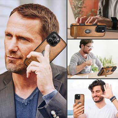 KSELF Leather Case for iPhone 16 Pro Max Case, Protective Slim with Kickstand Shockproof Phone Cases, Built-in Invisible Stand Compatible with iPhone 16 Pro Max 6.9'' (Brown, for iPhone 16 Pro Max) - Image 6