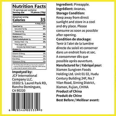 ONETANG Freeze-Dried Fruit Pineapple Chips, 10 Pack Single-Serve Pack, Non GMO, Kosher, No Add Sugar, Gluten free, Vegan, Holiday Gifts, Healthy Snack 0.35 Ounce - Image 2