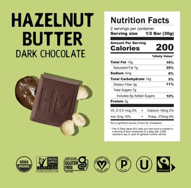 Hu Chocolate Bars | 6 Pack Hazelnut Butter Chocolate | Natural Organic Vegan, Gluten Free, Paleo, Non GMO, Fair Trade Dark Chocolate | 2.1oz Each - Image 2