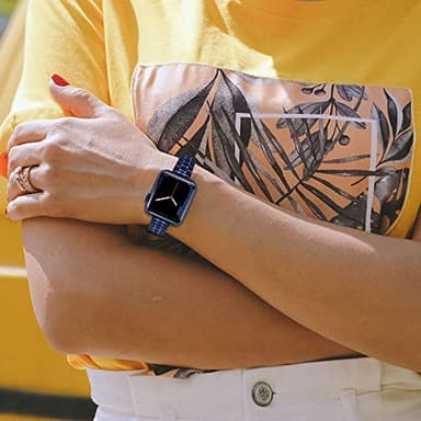 CSJCUBIC Metal band Compatible with Apple Watch Band 38mm 40mm 41mm 42mm 44mm 45mm for women, Slim and Thin Stainless Steel Replacement Adjustable Wristband for iWatch Series 7654321SE (Blue, - Image 2