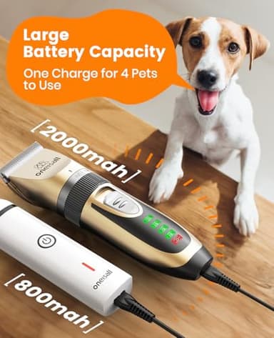 oneisall Dog Clippers and Paw Trimmer Kit 2 in 1 Low Noise Cordless Dog Clippers for Grooming Pet Hair Trimmers for Small and Large Dogs Cats Animals - Image 6